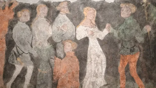 Neidhart Festsaal, Wandmalerei mit Tanzszene