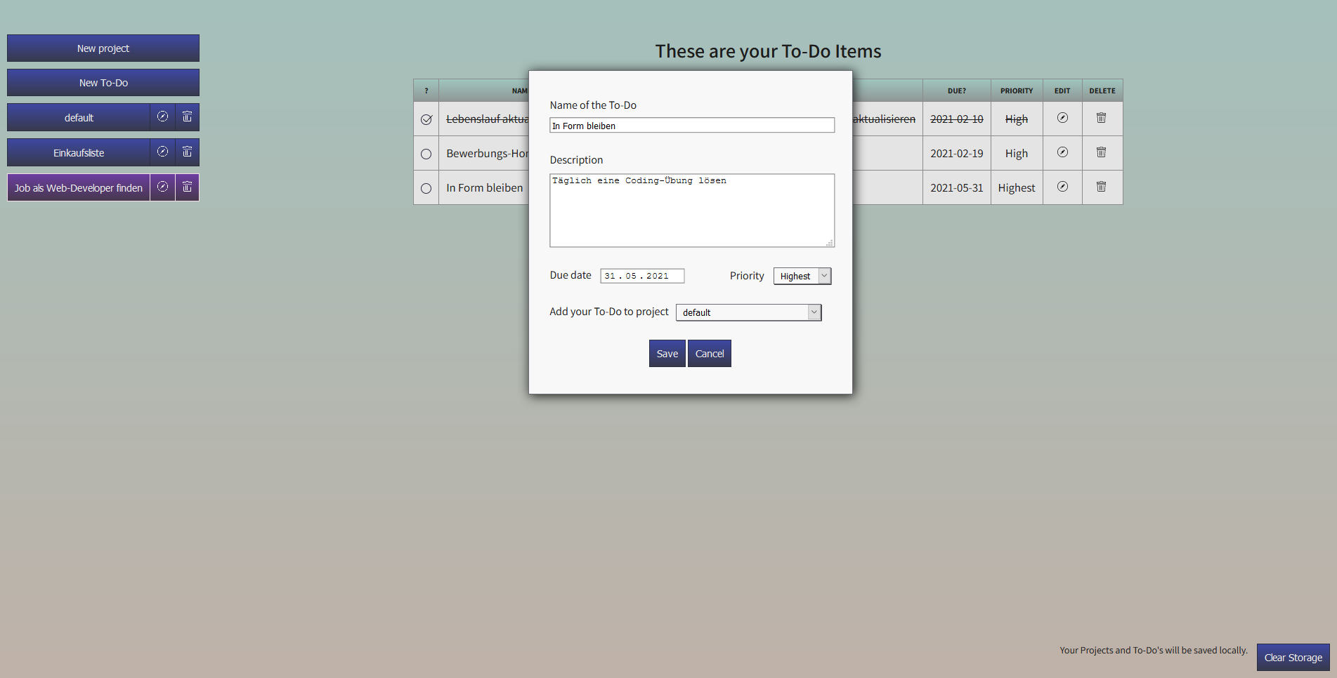 Meine ToDo-List-Applikation